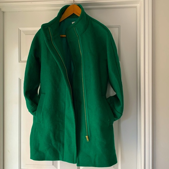 J.Crew Green Wool Blend Mockneck Zip Up Coat - Picture 4 of 16